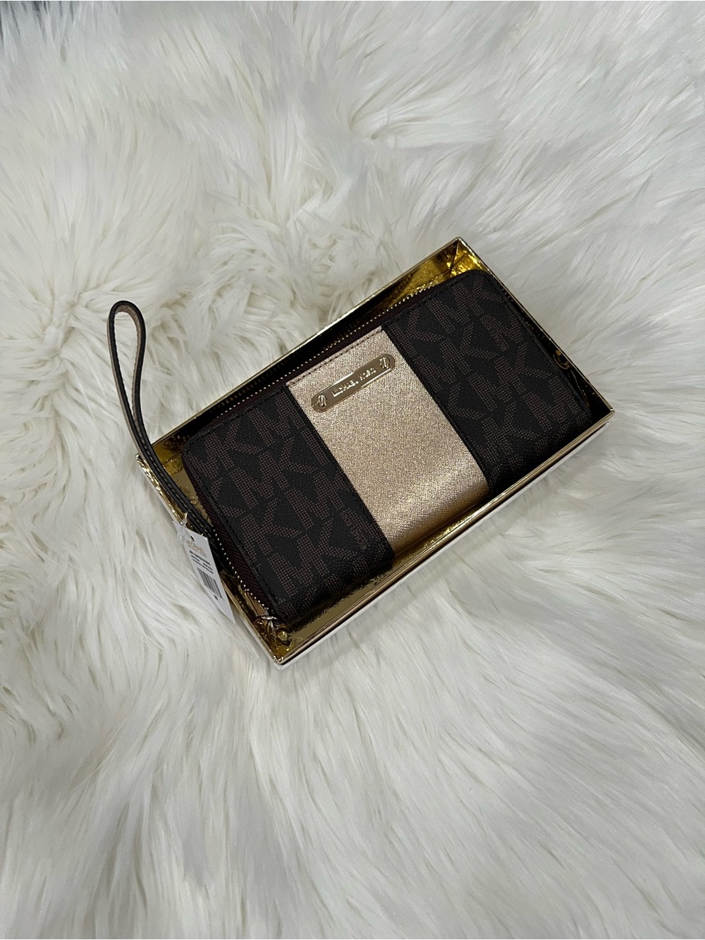 Michael Kors Brown and Gold Accent Wristlet